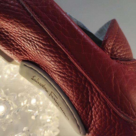 LEATHER SLIP ON SHOE LOAFERS -12- FERRAGAMO RED-FERRAGAMO SALVATORE MS 46472 EE - Picture 2 of 10